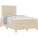  Postelja z vzmetnico z vzglavjem krema 120 x 190 cm blago, (5000128395) Slike
