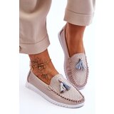 EVENTO Women's Openwork Leather Loafers Light Pink Lanzarot | shoptok.hr