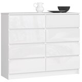 AKORD KOMODA K 120 cm 8 PREDALNIKOV ACRYLIC BELO VISOKI SJAJ, (21703215) | Shoptok.si