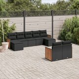  9-dijelni set vrtnih sofa s jastucima crni od poliratana | shoptok.hr