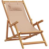  Sklopiva stolica za plažu smeđesiva drvo eukaliptusa i tkanina | shoptok.hr