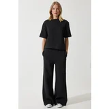  Women's Black Premium Padded Top 2 Thread Tracksuit Set