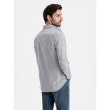 Ombre Elegant men's oxford shirt with embroidery - light grey | Eponuda.ba