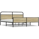 Metalni Kovinski posteljni okvir brez vzmetnice sonoma hrast 200x200 cm, (21611042) | Shoptok.si