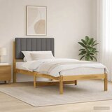  Krevetni okvir s tapiciranim uzglavljem - Bijelo prana i svijetlosiva 80 x 200 cm | shoptok.hr