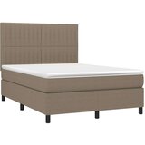  Box spring postelja z vzmetnico LED taupe 140x200 cm blago, (20901155) | Shoptok.si