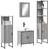 vidaXL 4-dijelni set kupaonskog namještaja siva boja hrasta drveni | shoptok.hr