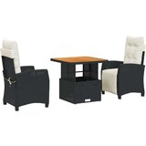  3-dijelni vrtni blagovaonski set s jastucima od poliratana crni | shoptok.hr