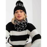 Fashion Hunters Women's winter cap black and white pattern Cene
