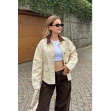 TRENDYOLMILLA ženska košulja jakna Twoaw26Ce00004, Ecru-Ecru | Eponuda.com