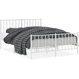  The Living Store Kovinski posteljni okvir z vzglavjem in vznožjem bel 140x190 cm - Posteljni Okvir, (21502858) | Shoptok.si