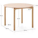 Kave Home Okrogla jedilna miza v jesenovem dekorju ø 110 cm Indara – | Shoptok.si