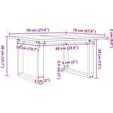  Stolić za kavu O-oblika 70x70x40 cm borovina i čelik | shoptok.hr