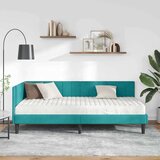  Kutni okvir kreveta s madracem Tirkizna 100 x 200 cm Baršun | shoptok.hr