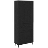 vidaXL Visok predalnik s predalom Črni hrast 69,5 x 34 x 180 cm, (5000108617) | Shoptok.si