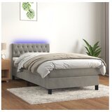  Box spring postelja z vzmetnico LED svetlo siva 100x200cm žamet | Shoptok.si