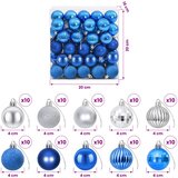  Set božićnih kuglica 100 kom. Plava i srebrna 4 cm Polistiren | shoptok.hr