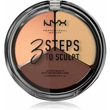 NYX Professional Makeup 3 Steps To Sculpt paleta za konture obraza odtenek 03 Medium 15 g