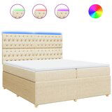 vidaXL Box spring postelja z vzmetnico krem 200x200 cm blago, (21306378) | Shoptok.si