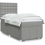 vidaXL Box spring postelja z vzmetnico svetlo siva 90x190 cm blago | Shoptok.si