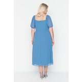 Trendyol ženska haljina Curve Blue Slit Woven | ePonuda.com