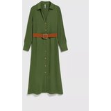 Marisse Khaki Midi Dress With Wide Belt | Eponuda.ba