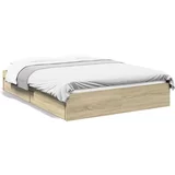  Okvir za krevet s ladicama boja hrasta 135x190 cm drveni