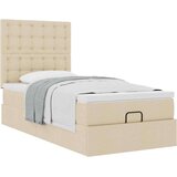 vidaXL Otomanski posteljni okvir z vzmetnico krem 90x190 cm blago, (21608358) | Shoptok.si