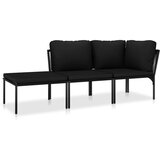  3-dijelna vrtna garnitura s jastucima crna PVC | Eponuda.ba