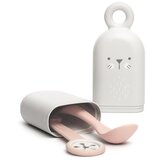 Suavinex set za poneti kutijica + kašika + držač za portiklu +4M roze