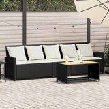  Vrtna sofa 5-sjed s jastucima crni poliratan | shoptok.hr