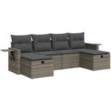  6-dijelni set vrtnih sofa od poliratana s jastucima sivi | shoptok.hr