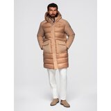 Ombre Men's long quilted jacket with large pockets - beige | shoptok.hr