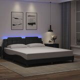 Maison Chic Posteljni okvir - Dvoposteljna postelja - Zakonska postelja z LED lučkami črn 180x200 cm umetno usnje, (21697209) | Shoptok.si