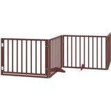  Vrata za pse s vratima, sklopiva, 4 panela, smeđa, 320 cm, drvo topole | shoptok.hr