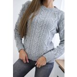 Kesi Sweater with cable weave in gray color | shoptok.hr