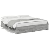 Furnova Posteljni okvir s predali siva sonoma 200x200 cm inženirski les, (21933924) | Shoptok.si