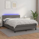 Maison Chic Box spring postelja - Vzmetna postelja z vzmetnico LED siva 140x200cm umetno usnje SL21758, (21890875) | Shoptok.si