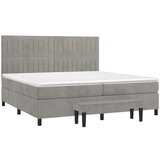  Box spring postelja z vzmetnico svetlo siva 200x200 cm žamet, (20999215) | Shoptok.si