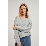 Moodo Women's sweater with V-neck and ribbed cuffs - gray Cijene