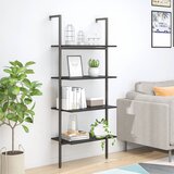 Furnova 4-nadstropni prislonski regal črn 64x35x152,5 cm, (21932139) | Shoptok.si