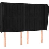  Vzglavje z ušesi črno 147x23x118/128 cm žamet, (20933533) | Shoptok.si