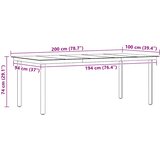 Vrtni blagovaonski stol crni 200 x 100 x 74 cm čelik i staklo | shoptok.hr