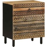 vidaXL Posteljna omarica črna 50x33x60 cm Masivni neobdelan les Mango Cene
