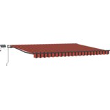 vidaXL Manualna uvlačiva tenda s LED svjetlom u narančastoj i smeđoj boji 400x350 cm | shoptok.hr