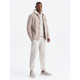 Ombre Men's lightweight fleece jacket with viscose - beige | Eponuda.ba