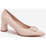 Boto Heels With Decorative Buckle Beige Seriva | shoptok.hr