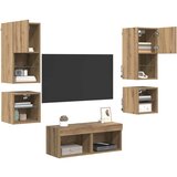 TV stenske enote 8 pcs Umetni hrast Konstruiran les, (5000113012) | Shoptok.si
