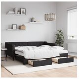 vidaXL Izvlečna dnevna postelja s predali črna 90x190 cm bla Cene