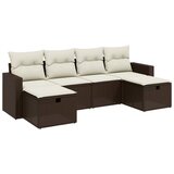 Maison Chic Seti vrtnega pohištva - Vrtna garnitura - Vrtni pohištvo set 6-delna z blazinami rjav poli ratan, (21805231) | Shoptok.si